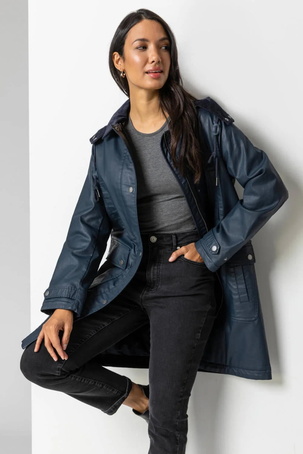 Roman Navy Waxed Longline Hooded Coat - 20 Image 1