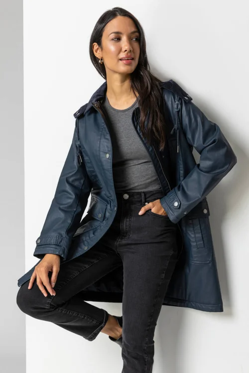 Roman Navy Waxed Longline Hooded Coat - 20 Image 1