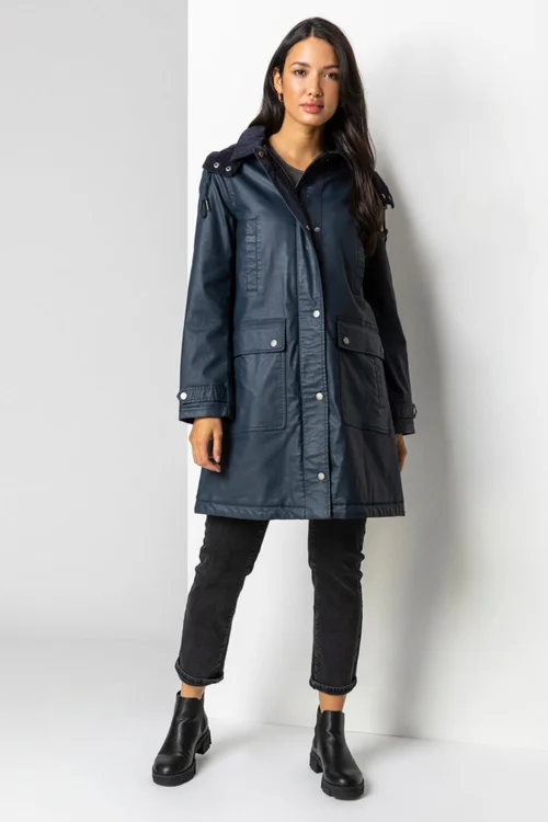 Roman Navy Waxed Longline Hooded Coat - 20 Image 2