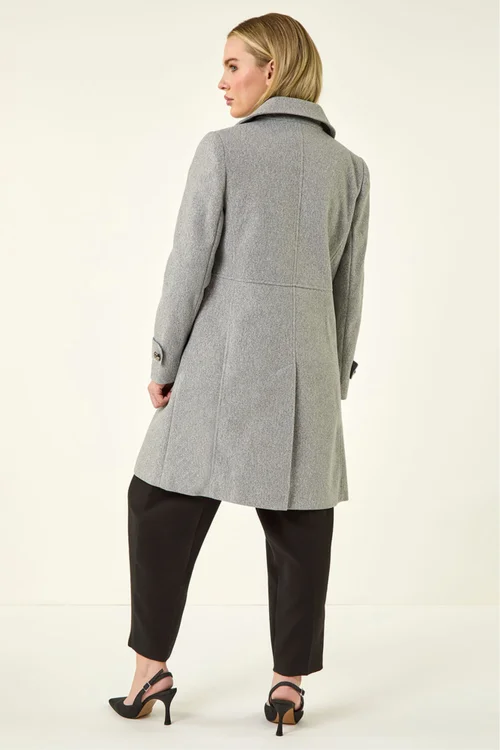 Roman Grey Petite Double Breasted Military Coat - 14 Image 3