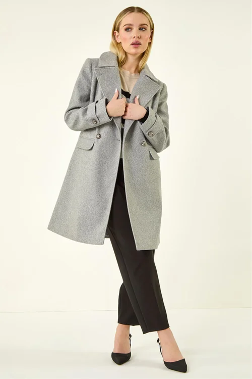Roman Grey Petite Double Breasted Military Coat - 14 Image 1