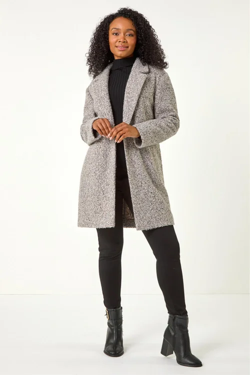 Roman Light Pink Petite Textured Boucle Coat - Size 14 Clothing Image 2