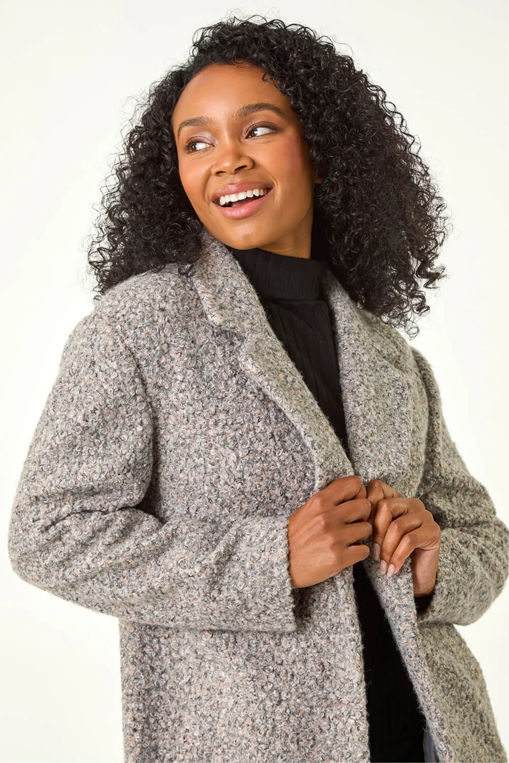 Roman Light Pink Petite Textured Boucle Coat - Size 14 Clothing Image 1