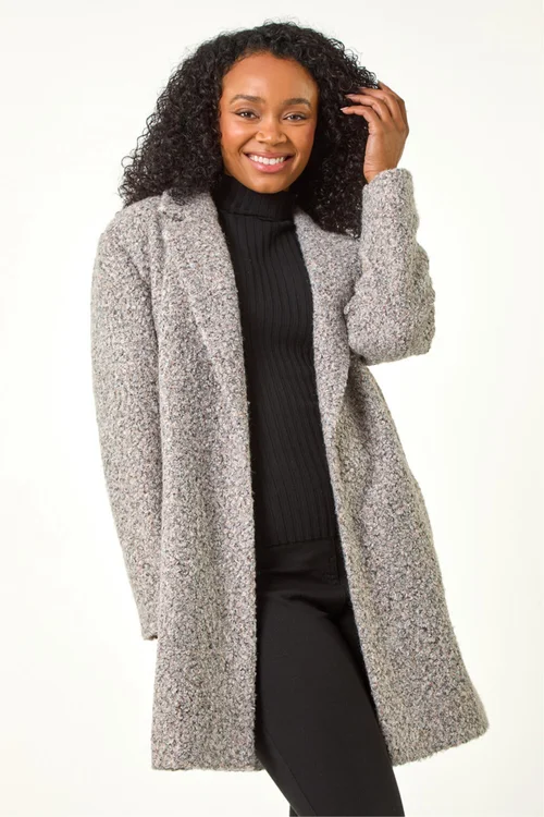 Roman Light Pink Petite Textured Boucle Coat - Size 14 Clothing Image 4