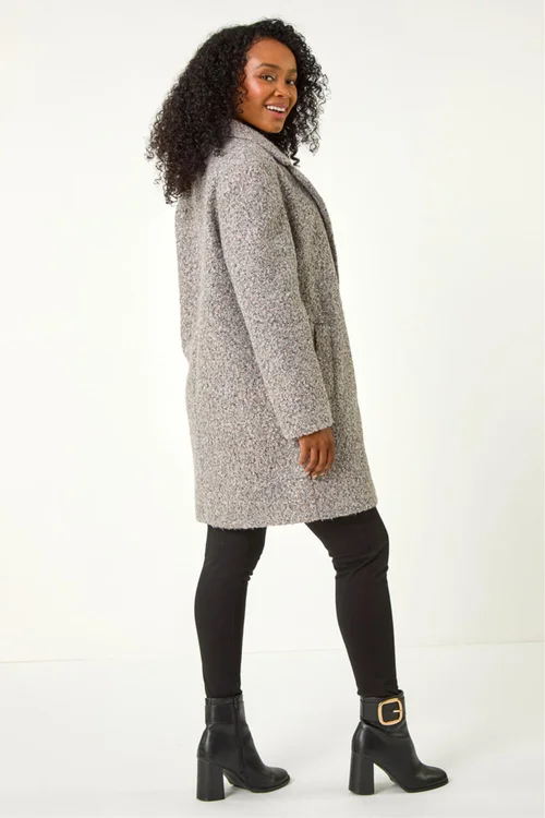 Roman Light Pink Petite Textured Boucle Coat - Size 14 Clothing Image 3