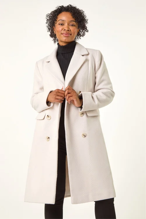Roman Ivory Petite Double Breasted Coat - 10 Image 1