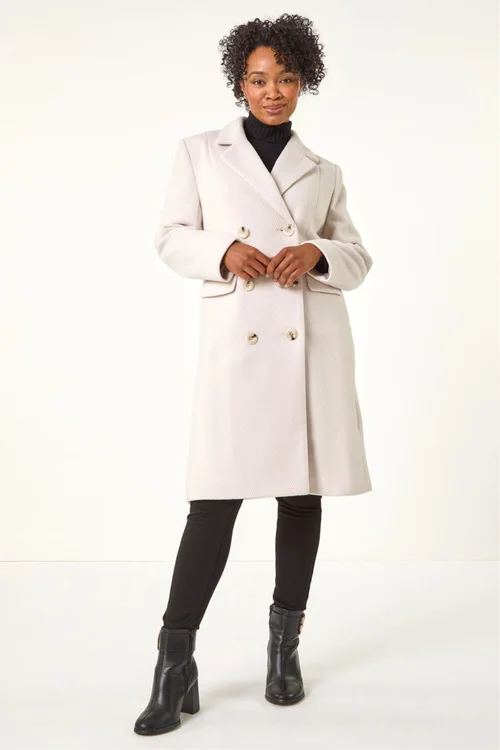 Roman Ivory Petite Double Breasted Coat - 10 Image 2