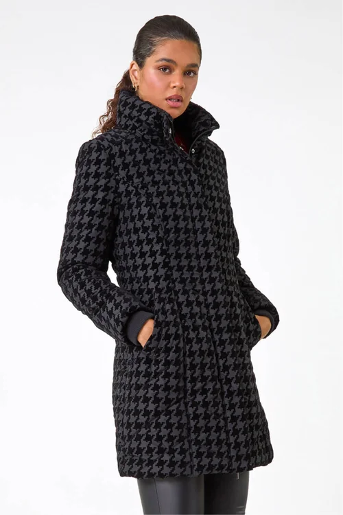 Roman Black Dogtooth Flock Coat - 20 Image 4