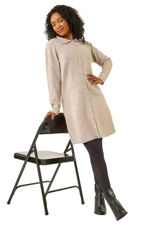 Roman Stone Petite Collared Knit Shift Dress - 14 Image 2