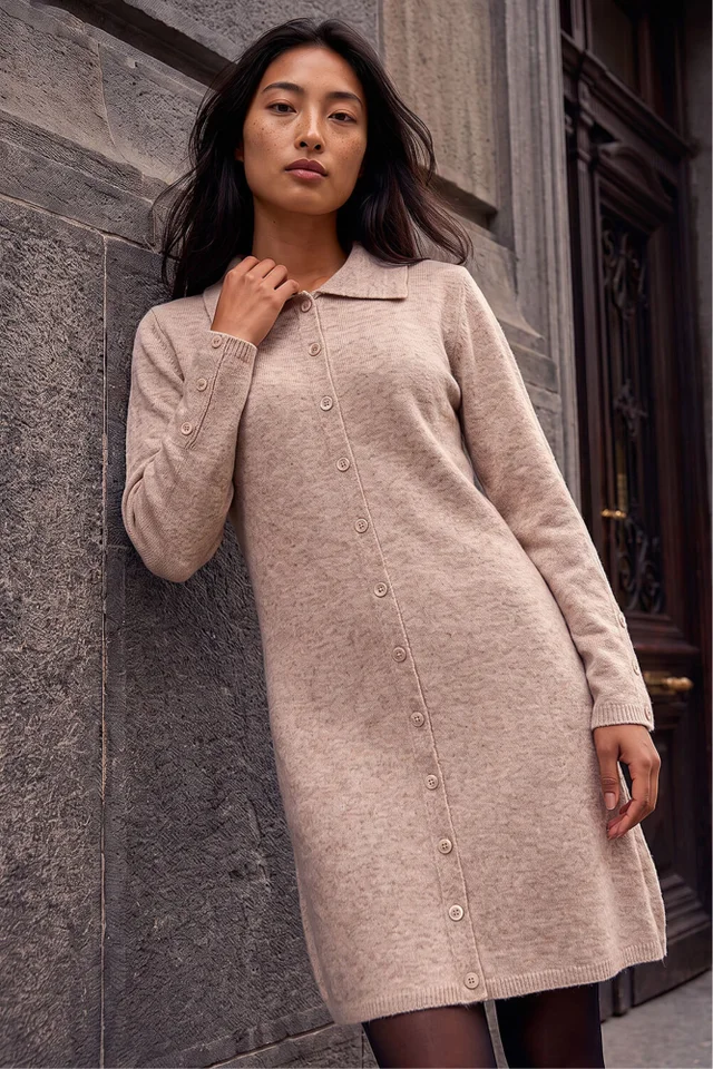 Roman Stone Petite Collared Knit Shift Dress