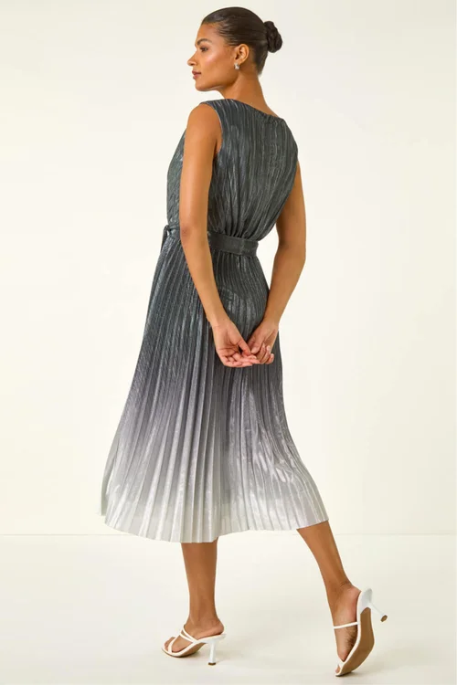 Roman Silver Pleated Ombre Midi Dress - 16 Image 3