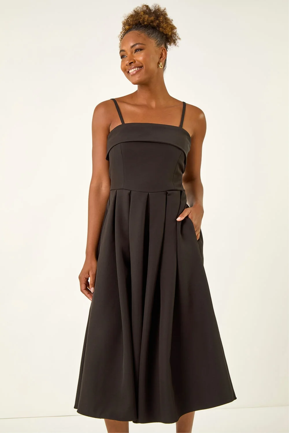 Roman Black Bardot Premium Stretch Midi Dress - 20 Image 1