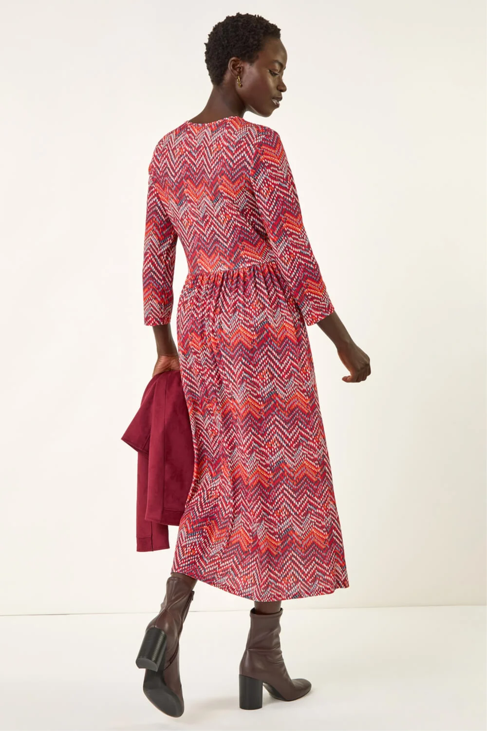 Roman Red Zig Zag Print Midi Dress - 14 Image 3
