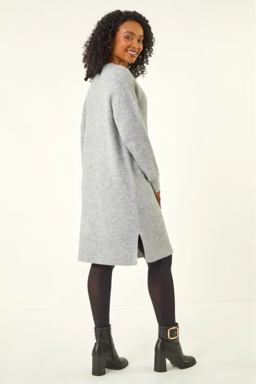 Roman Grey Petite Knitted Pintuck Shift Dress - 8 Image 4