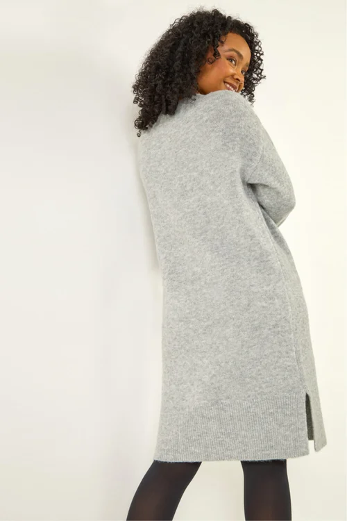 Roman Grey Petite Knitted Pintuck Shift Dress - 8 Image 3