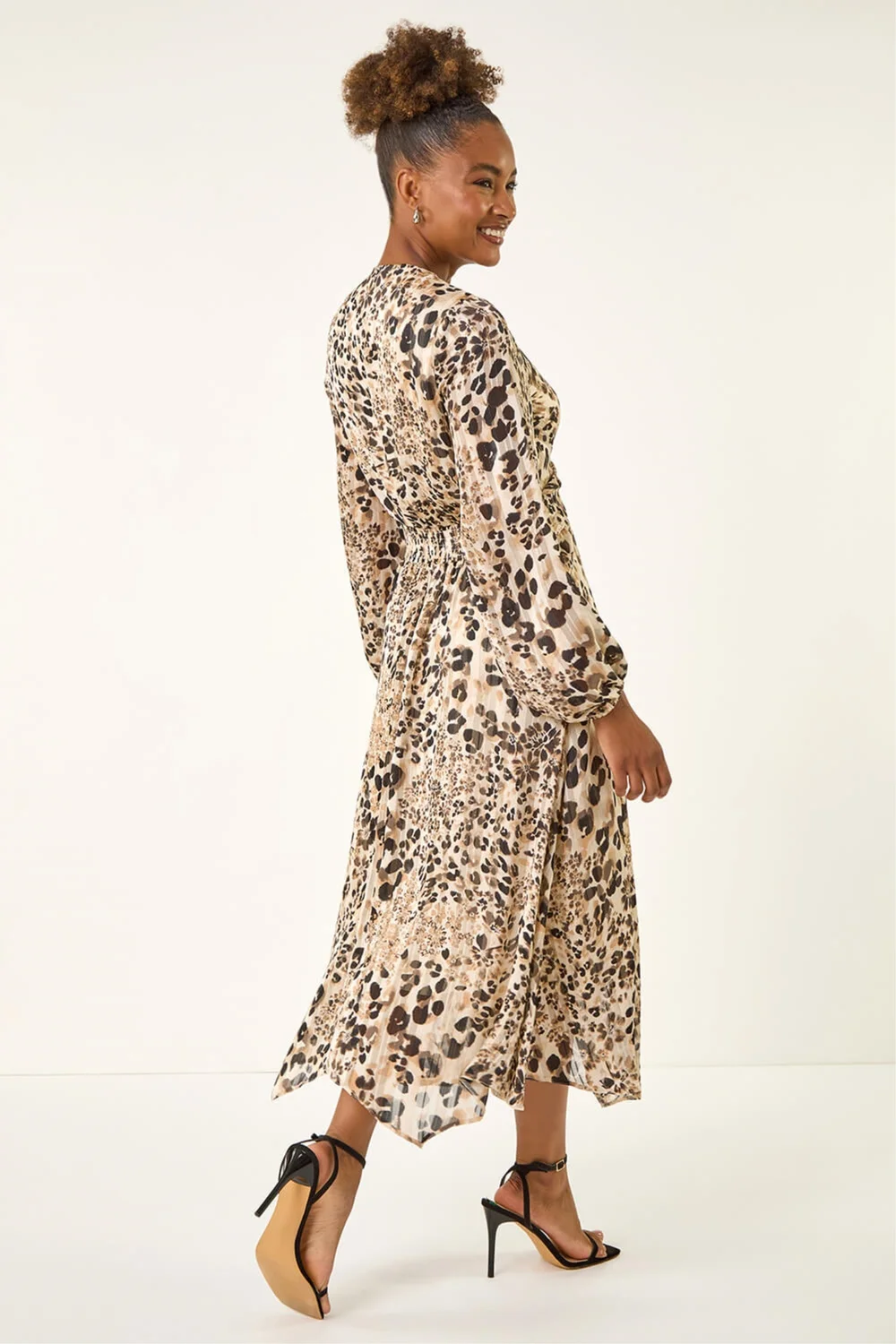Roman Natural Animal Print Twist Front Dress - 14 Image 3