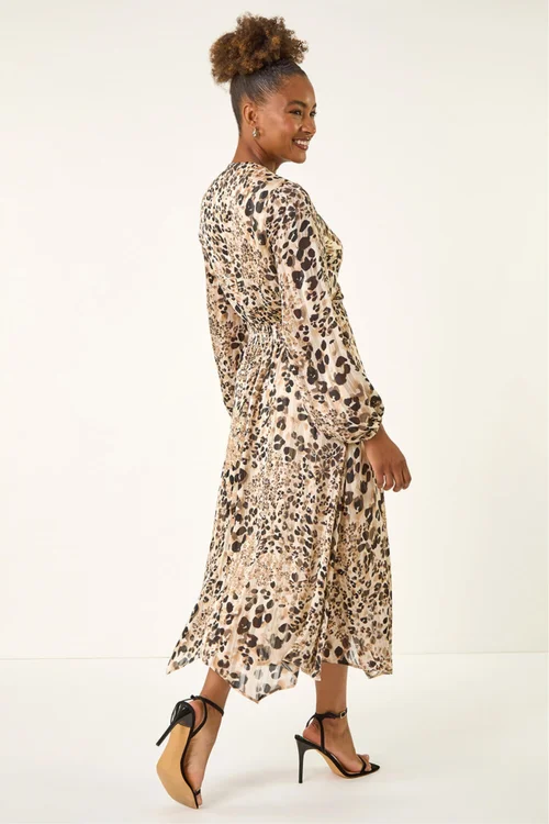 Roman Natural Animal Print Twist Front Dress - 14 Image 3