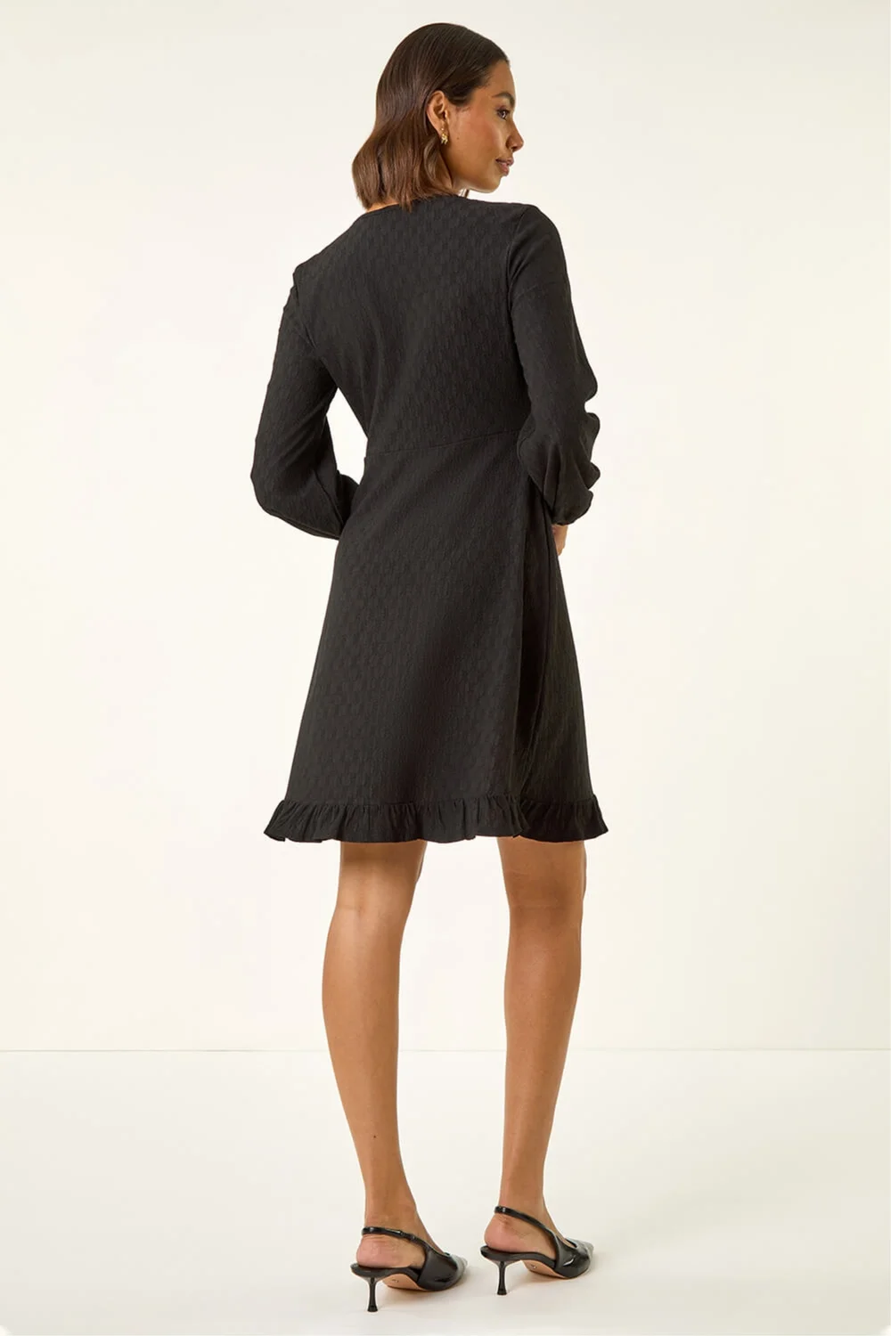 Roman Black Textured Spot Keyhole Dress - 10 Image 4