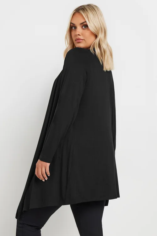 Yours Curve Black Edge To Edge Waterfall Jersey Cardigan - 22-24 Image 3