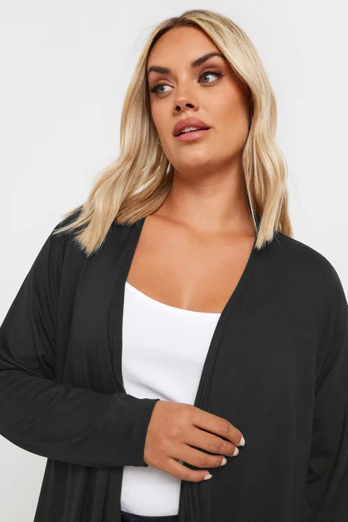 Yours Curve Black Edge To Edge Waterfall Jersey Cardigan - 22-24 Image 4