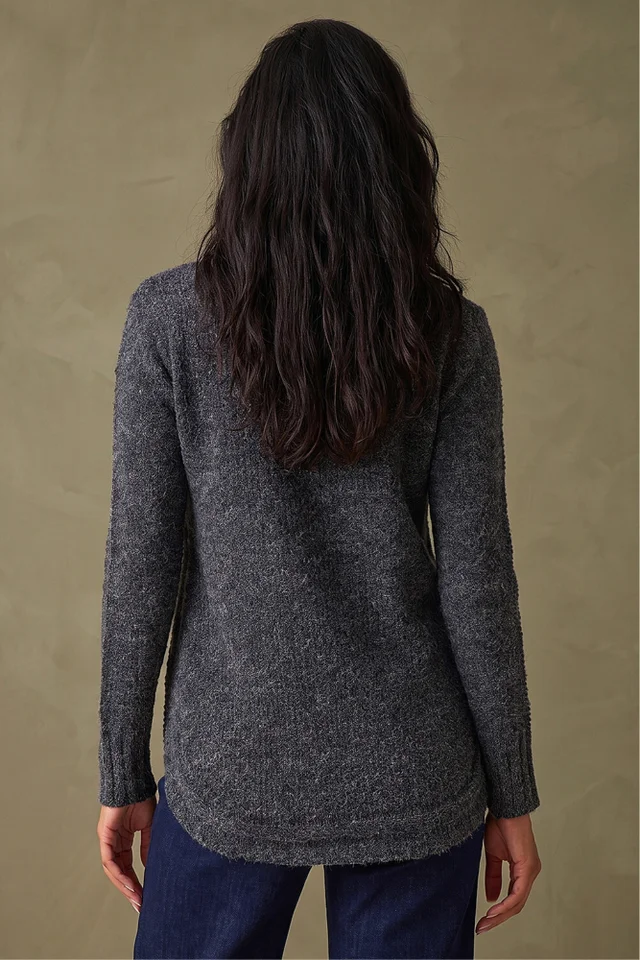 Roman Black Button Detail Curved Hem Jumper