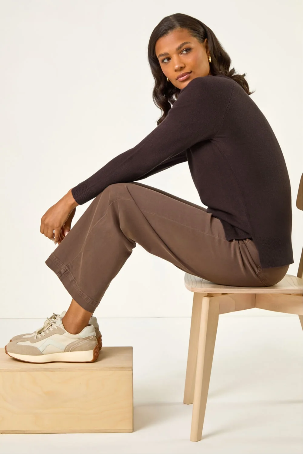 Roman Chocolate Plain Soft Crew Neck Jumper - 14 Image 1