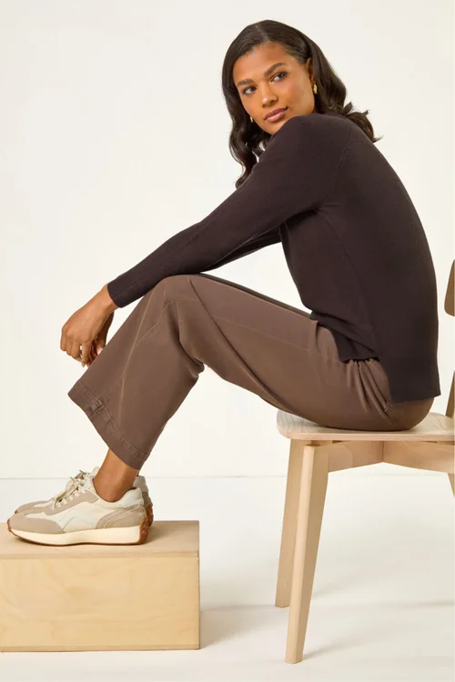 Roman Chocolate Plain Soft Crew Neck Jumper - 14 Image 1