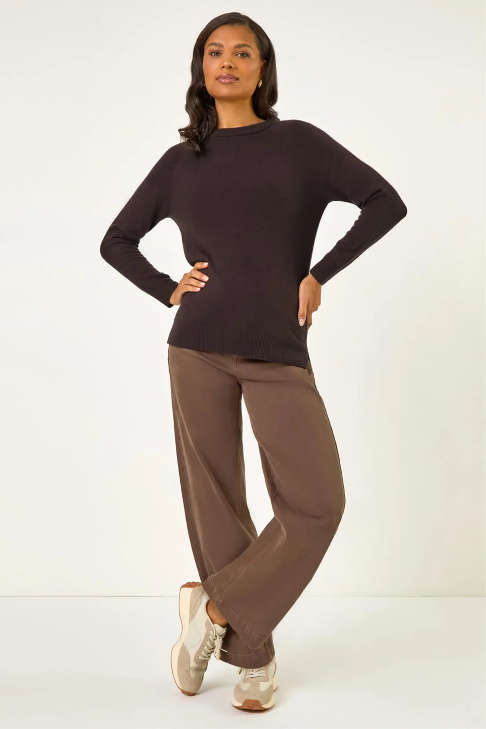 Roman Chocolate Plain Soft Crew Neck Jumper - 14 Image 2