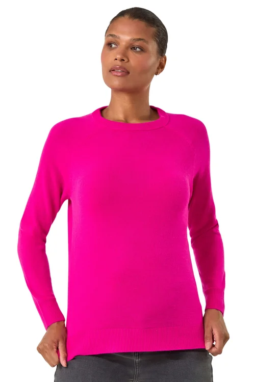 Roman Cerise Plain Soft Crew Neck Jumper - 12 Image 1