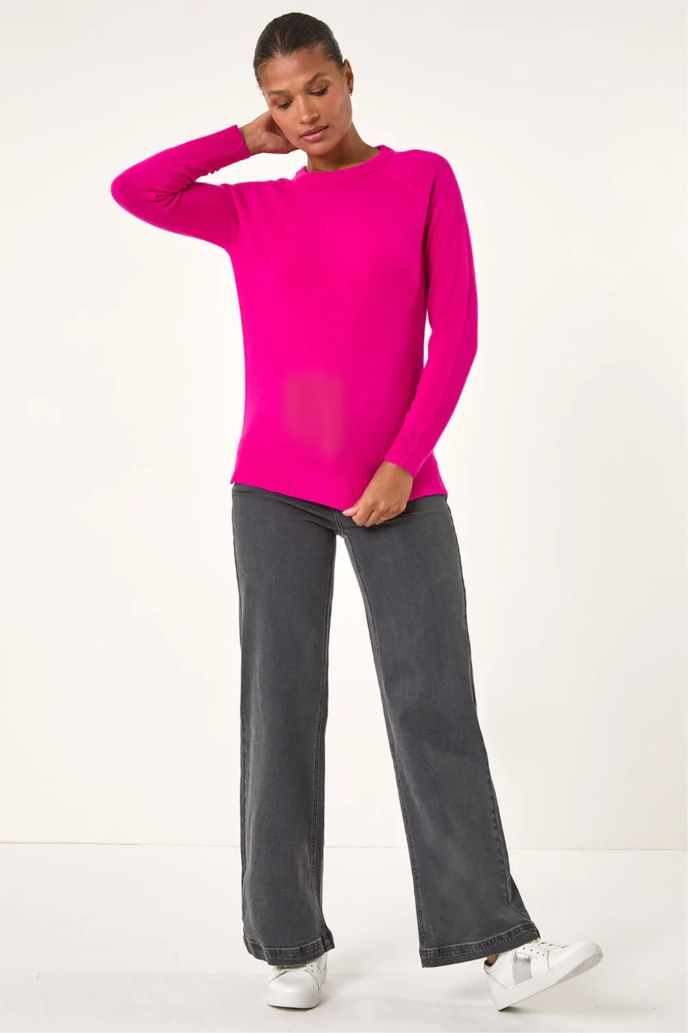 Roman Cerise Plain Soft Crew Neck Jumper - 12 Image 2