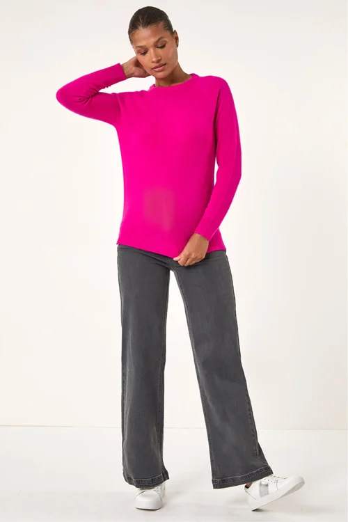 Roman Cerise Plain Soft Crew Neck Jumper - 12 Image 2