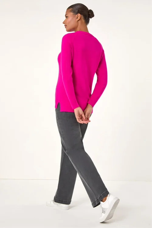 Roman Cerise Plain Soft Crew Neck Jumper - 12 Image 3
