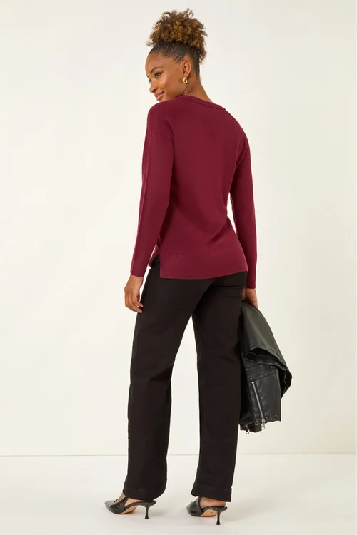 Roman Maroon Plain Soft Crew Neck Jumper - 18 Image 4