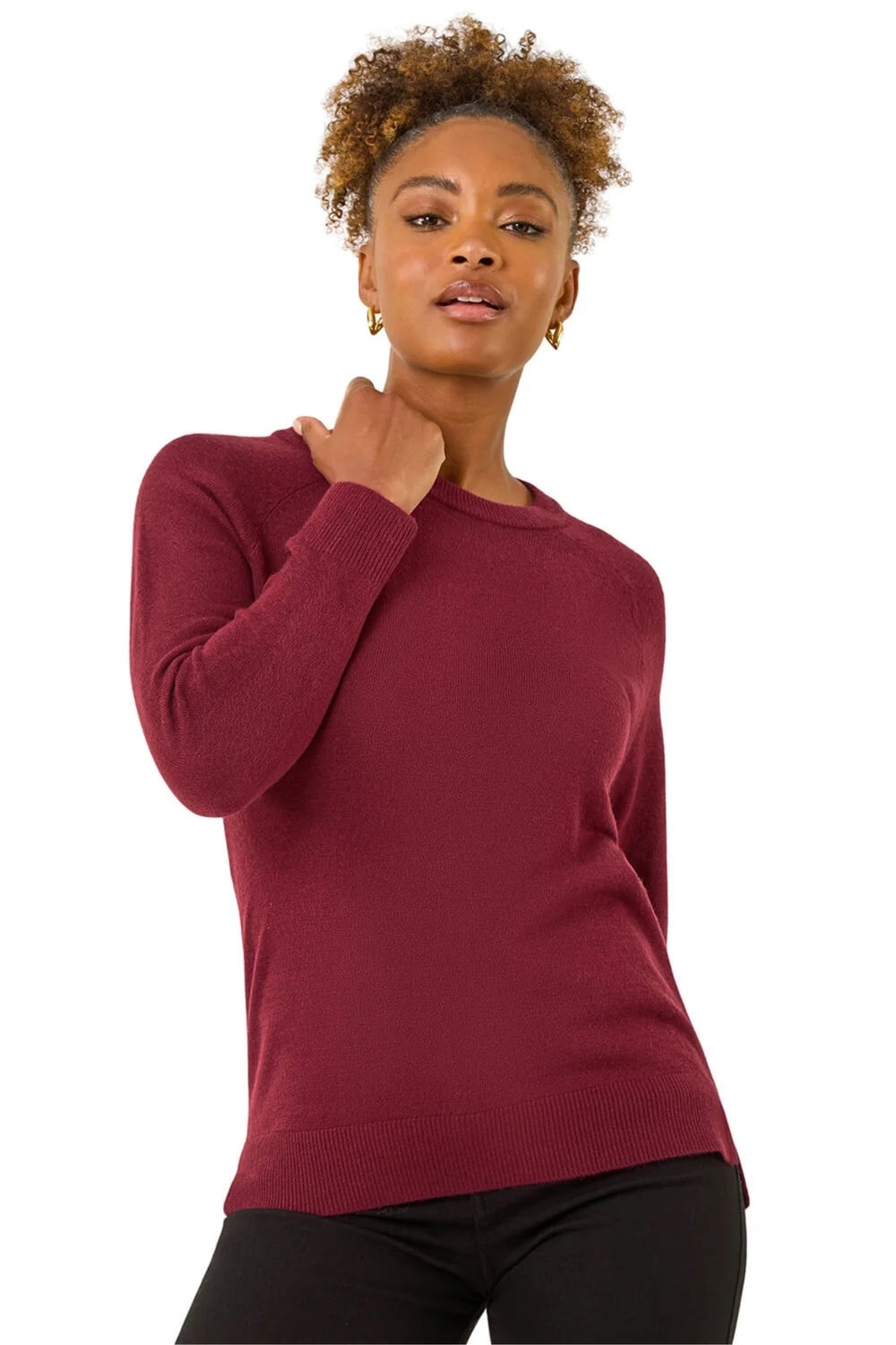 Roman Maroon Plain Soft Crew Neck Jumper - 18 Image 1