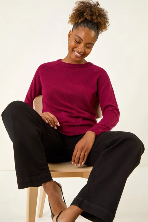 Roman Maroon Plain Soft Crew Neck Jumper - 18 Image 3
