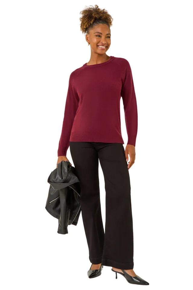 Roman Maroon Plain Soft Crew Neck Jumper