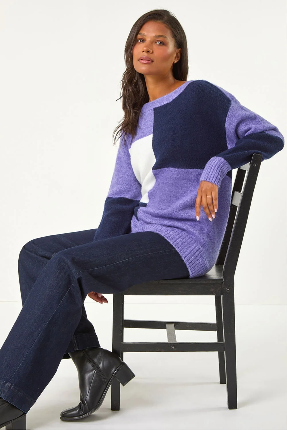 Roman Lavender Colour Block Knit Jumper - 16 Image 3