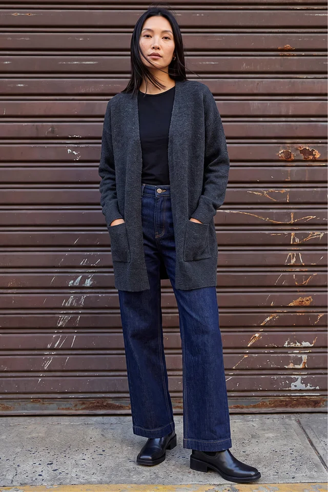 Roman Charcoal Soft Knit Longline Cardigan