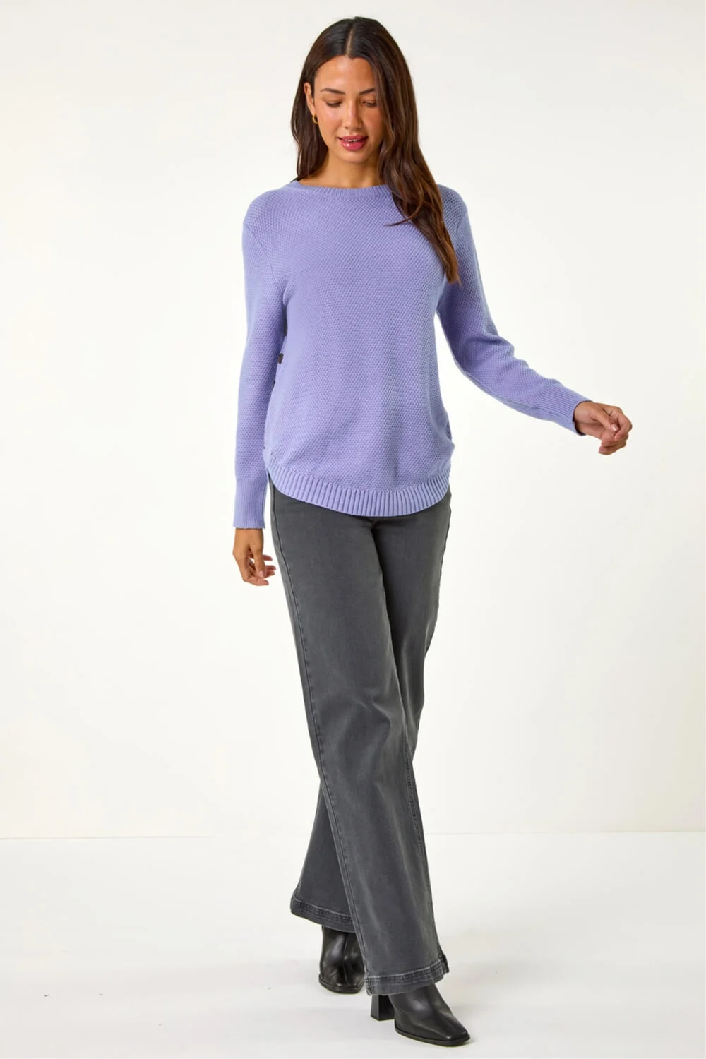 Roman Violet Textured Curved Hem Jumper - 18 Image 2