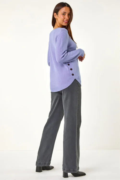 Roman Violet Textured Curved Hem Jumper - 18 Image 3