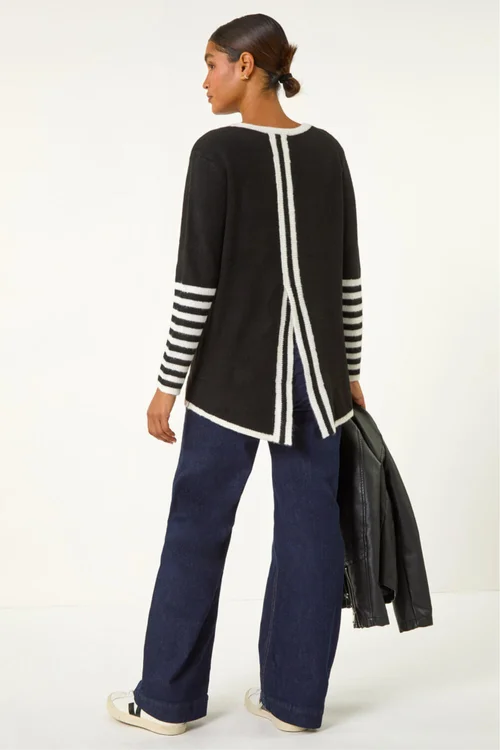 Roman Black Contrast Stripe Detail Knit Jumper - 14 Image 3