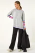 Roman Light Grey Contrast Stripe Detail Knit Jumper - Size 20 Clothing Image 3