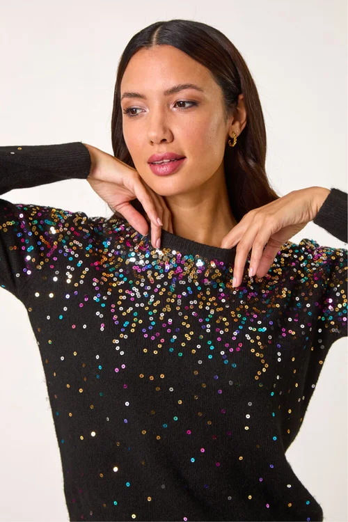 Roman Black Sparkly Sprinkle Knit Jumper - 10 Image 2
