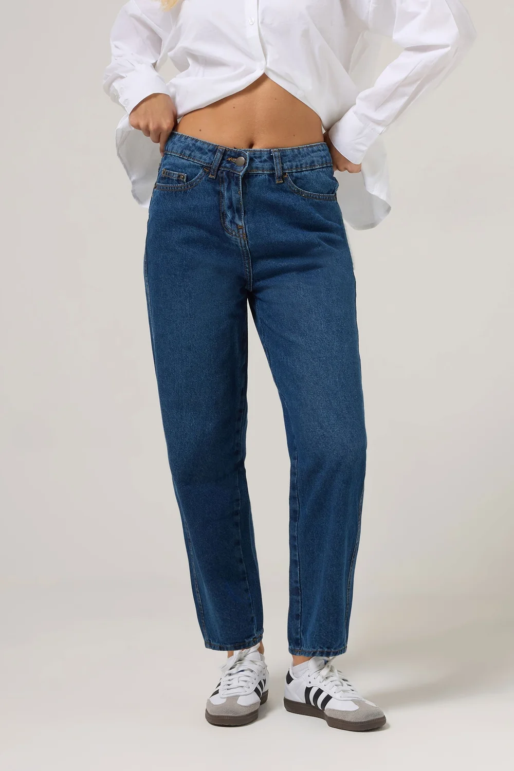 PixieGirl Petite Dark Blue Non-Stretch Barrel Leg Jeans - 14 Image 2