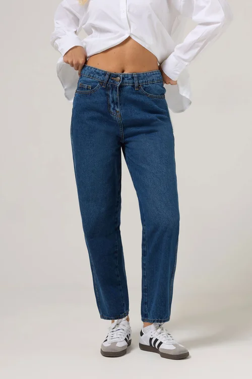 PixieGirl Petite Dark Blue Non-Stretch Barrel Leg Jeans - 14 Image 2