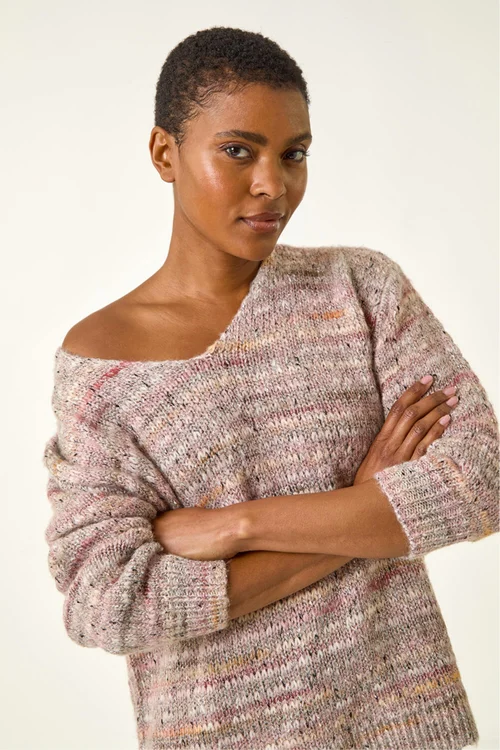 Roman Light Pink Shimmer V-Neck Knitted Jumper - 18 Image 4
