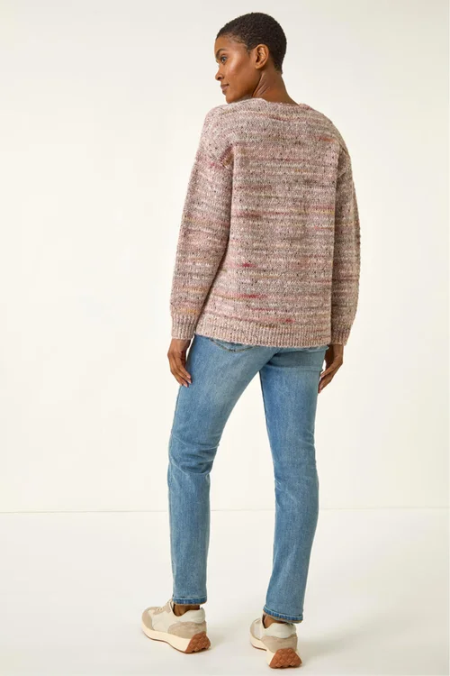 Roman Light Pink Shimmer V-Neck Knitted Jumper - 18 Image 3