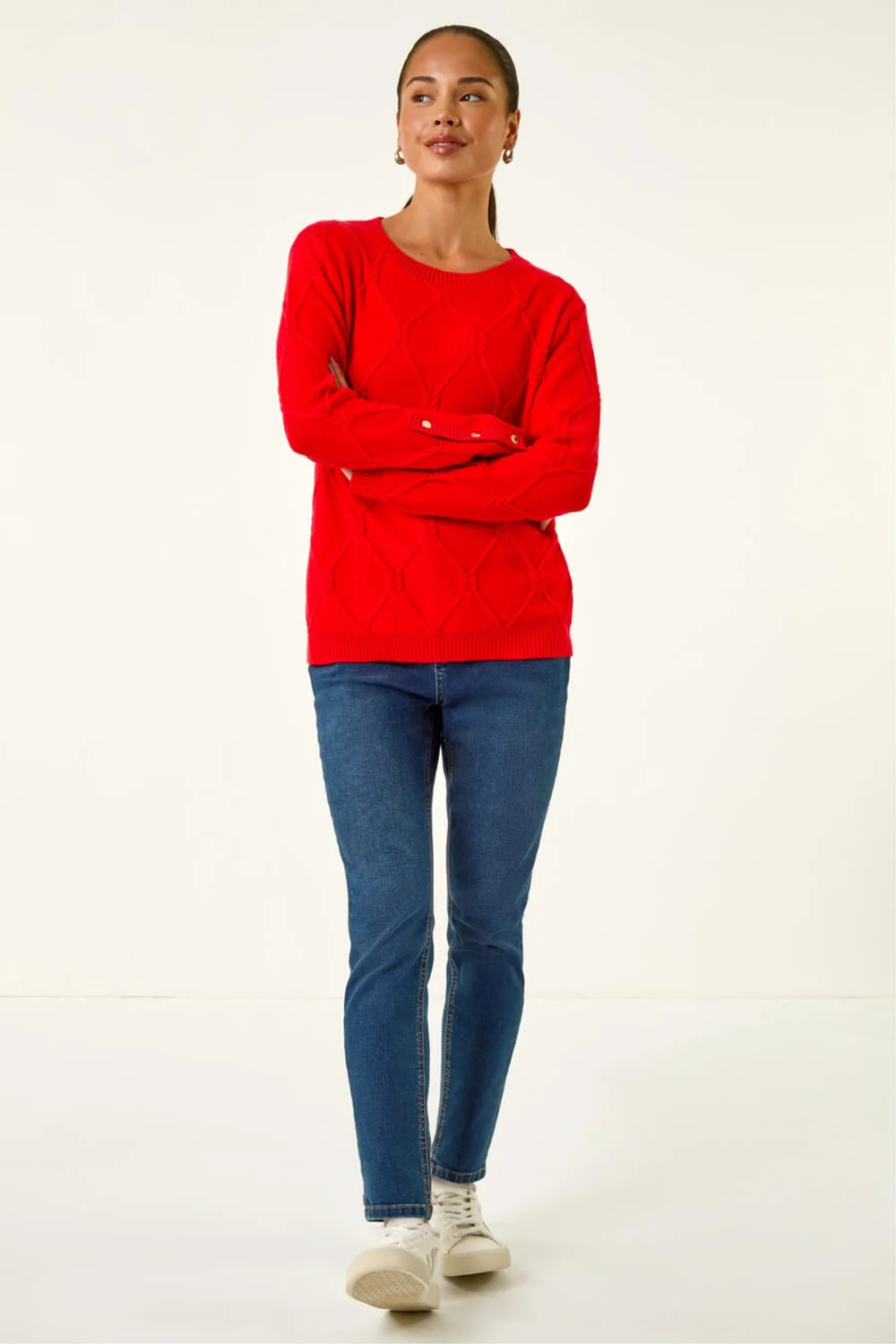Roman Red Petite Button Cuff Knit Jumper - 18 Image 3