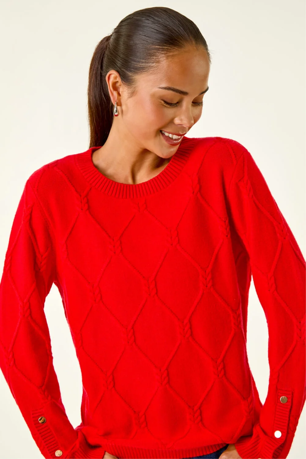 Roman Red Petite Button Cuff Knit Jumper - 18 Image 2