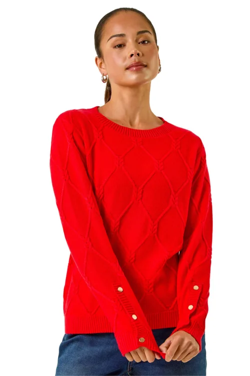 Roman Red Petite Button Cuff Knit Jumper - 18 Image 1